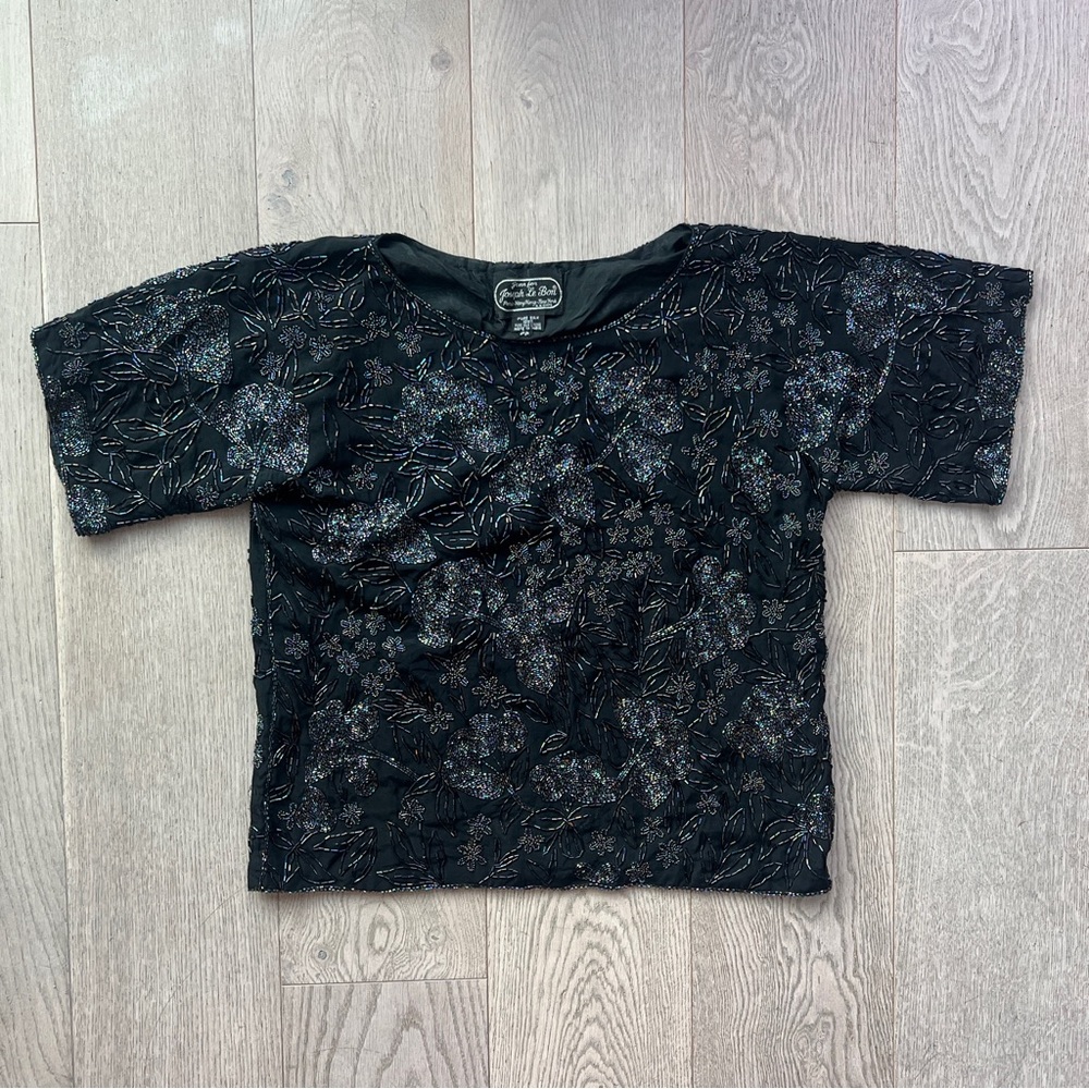 Vintage Jean For Joseph Le Bon 100% Silk Beaded Blouse Top Women’s Size S